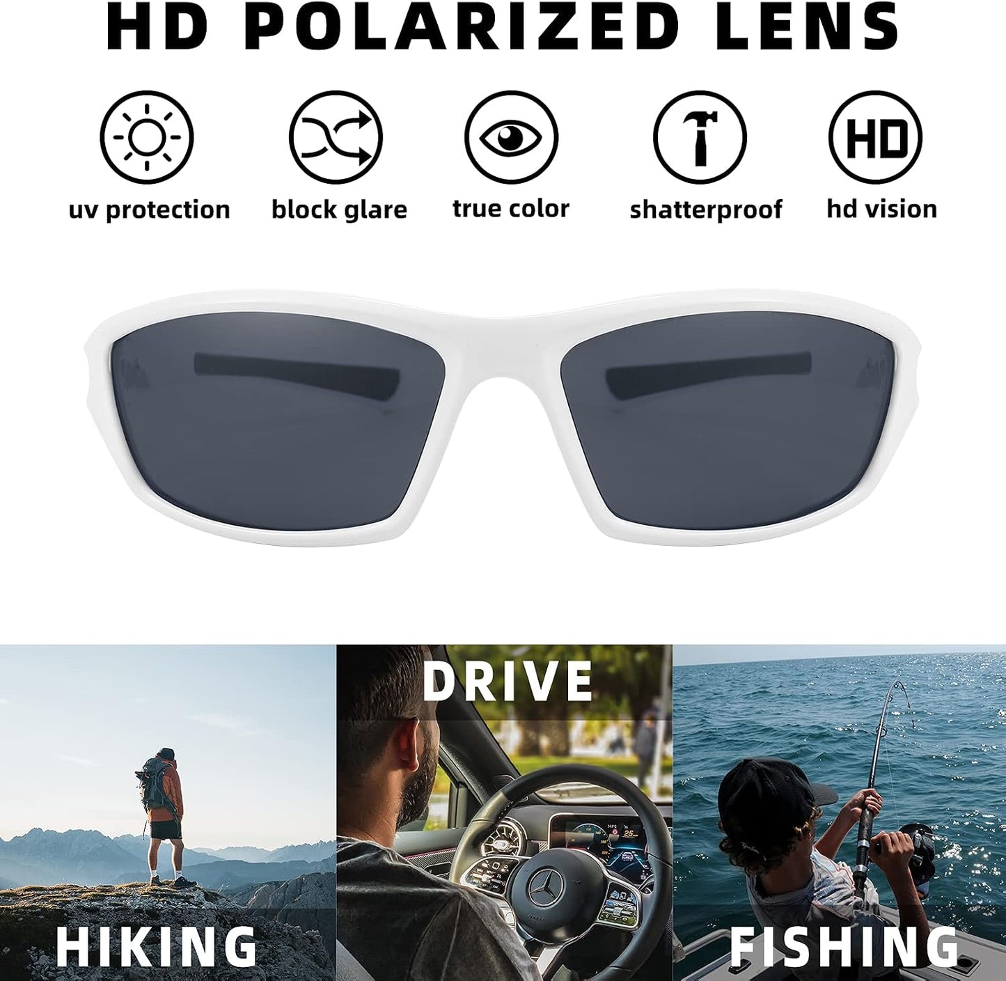 商品图片 6 | B09CT4VMCM | FEISEDY Classic Men Polarized Sports Sunglasses Night Driving Yellow Lenses Cycling Fishing Driving Glasses B2674