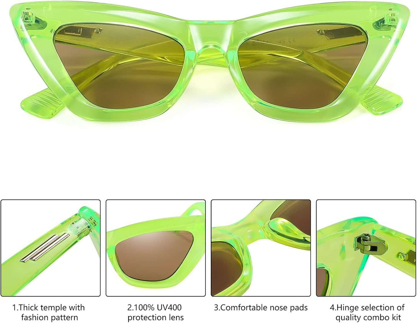 商品图片 5 | B09QKF53K5 | FEISEDY Vintage Small Cat Eye Sunglasses for Women Square Retro Cateye Eyewear B2869