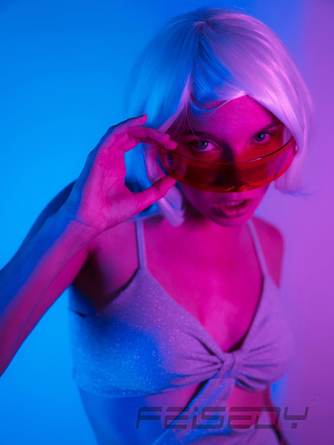 商品图片 10 | B08THY8CBQ | FEISEDY 80s Futuristic Cyclops Cyber Visor Sunglasses Men Women Punk Style Cosplay B2740