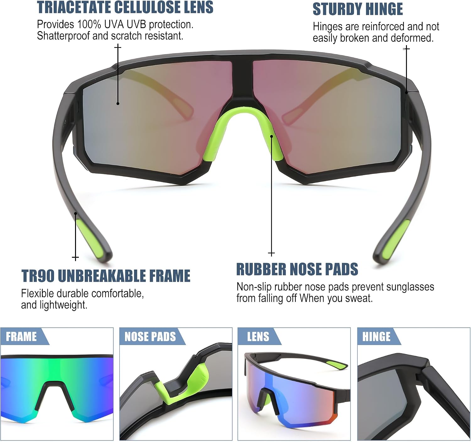 商品图片 3 | B0D95W5582 | FEISEDY Kids Sunglasses Youth Baseball Polarized Sunglasses Sports Lightweight TR90 Frame Boys Girls Cycling B0213