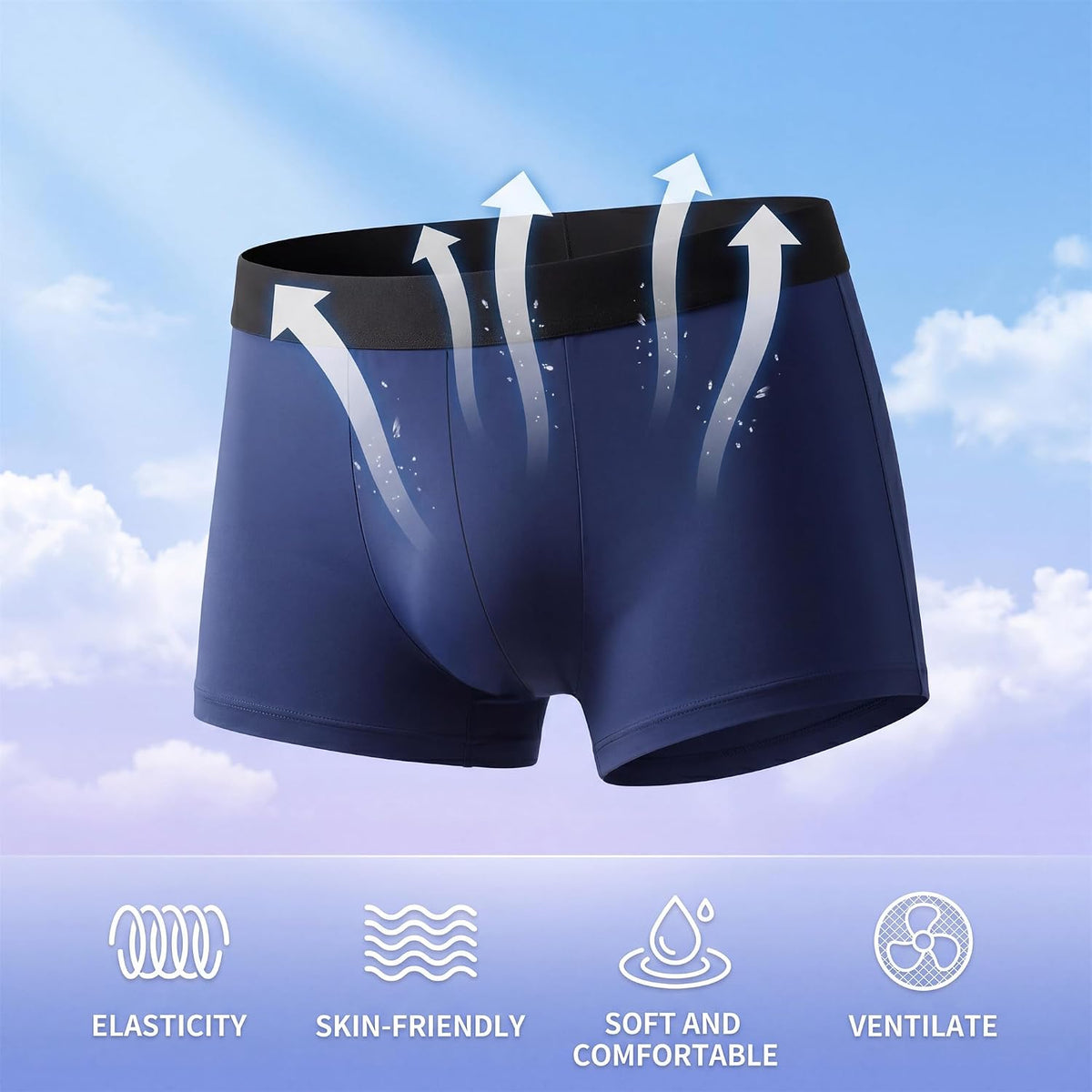 商品图片 4 | B0GWGWQCH1 | 4 Pack Men's Cotton Boxer Shorts - Soft Comfort Underwear Breathable Underpants Basic Essentials Long Leg Briefs, L-2XL