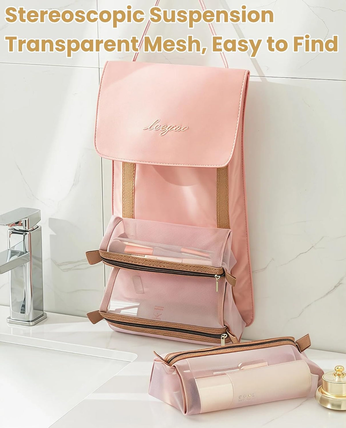 商品图片 5 | B0H2HMZ2PM | Roll Up Toiletry Bag for Travel, 4 in 1 Detachable Travel Wash Bag, Large Capacity Portable Cosmetic Organizer Makeup Bags