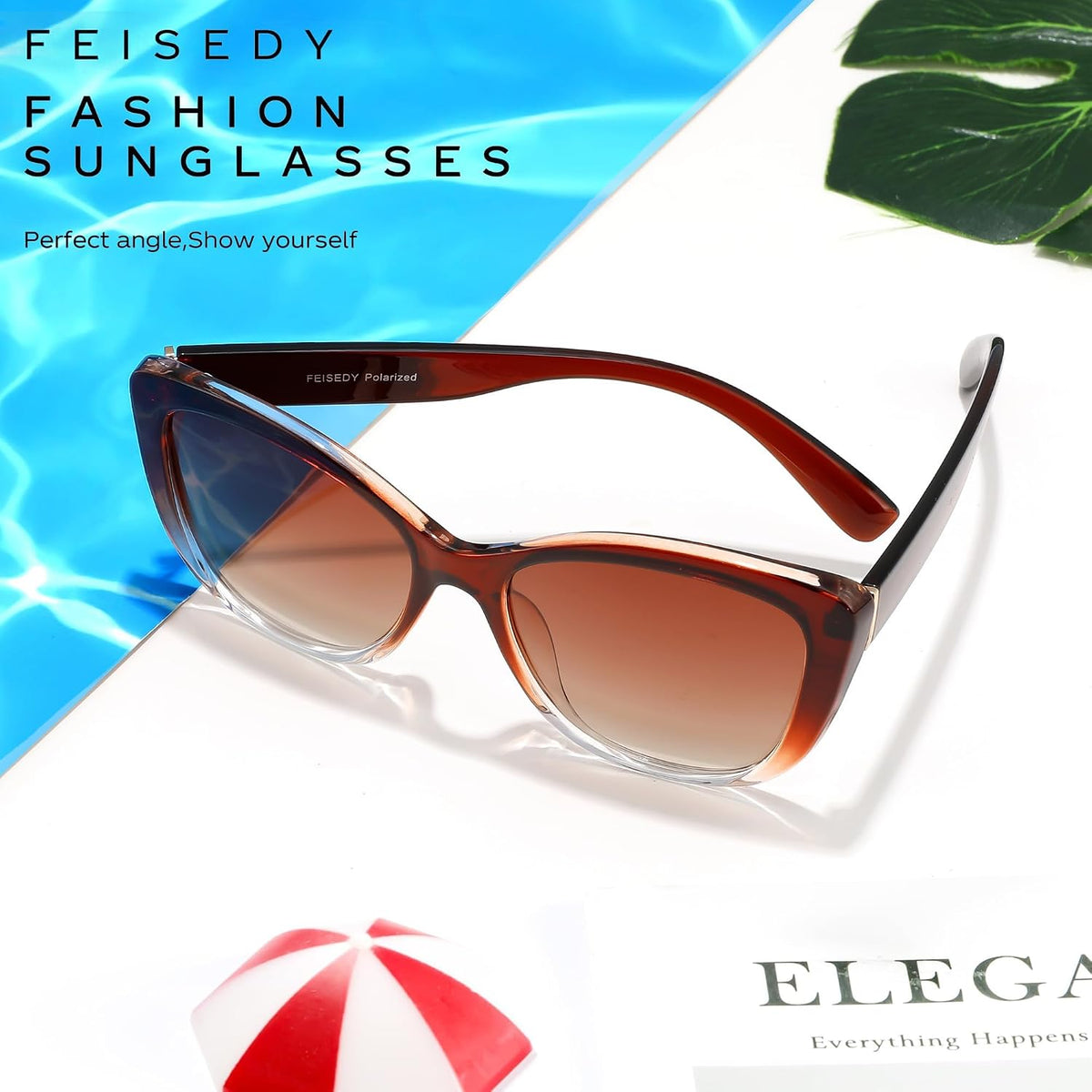 ÉÌƷͼƬ 71 | B07M9V125F | FEISEDY Polarized Vintage Sunglasses American Womens Square Jackie O Cat Eye Sunglasses B2451