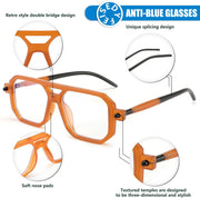 ÉÌƷͼƬ 61 | B0DPLTC8K6 | FEISEDY Vintage Square Blue Light Blocking Glasses Women Men 70s Flat Aviator Glasses Computer Anti Glare B0062