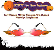 ÉÌƷͼƬ 7 | B09JK7M3SQ | FEISEDY Fire Flame Sunglasses for Women Mirror Rimless Fire Shaped Novelty Sunglasses B2839