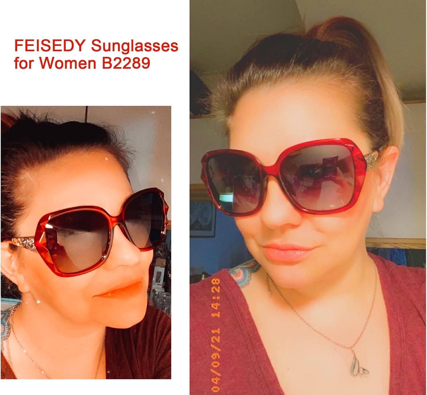 商品图片 32 | B079GT4RXH | FEISEDY Polarized Women Square Sunglasses Sparkling Composite Shiny Frame B2289
