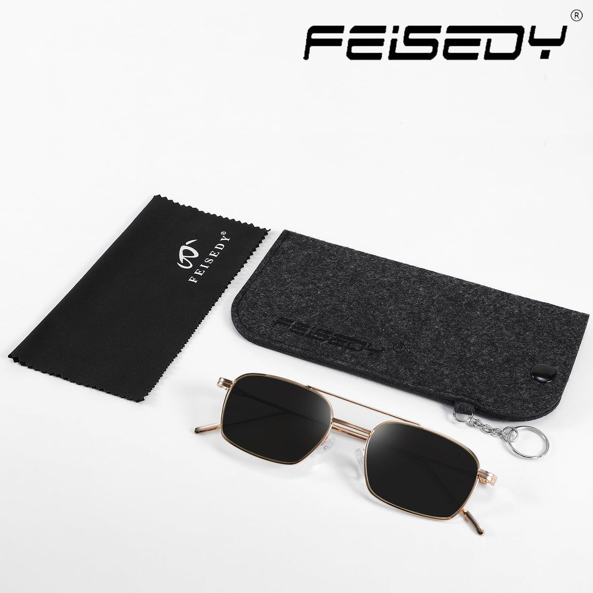 ÉÌƷͼƬ 24 | B09GKB6G1G | FEISEDY Fashion Square Aviator Sunglasses Women Men Trendy Retro Metal Frame Sun Glasses Candy Color Lens B1036