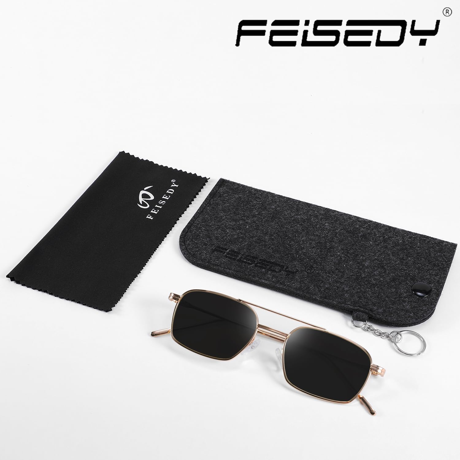 商品图片 24 | B09GKB6G1G | FEISEDY Fashion Square Aviator Sunglasses Women Men Trendy Retro Metal Frame Sun Glasses Candy Color Lens B1036