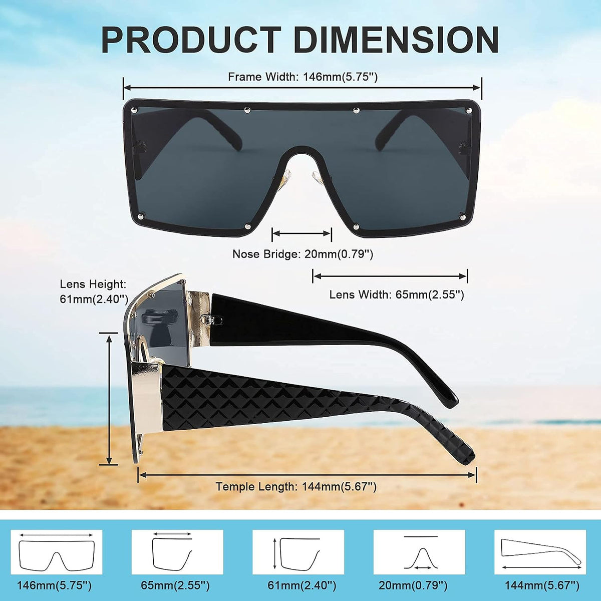 ÉÌƷͼƬ 7 | B093DFHTBC | FEISEDY Oversized Square Sunglasses for Women Men Flat Top Shield Sunglasses One Piece Frameless Shades B2767