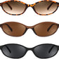 3 Pack Tortoise+brown+black / 54 Millimeters | B0DMN635WM | FEISEDY Retro Oval Cat Eye Sunglasses for Women 90s Narrow Lightweight Shades Y2k Trendy Sunnies B0257