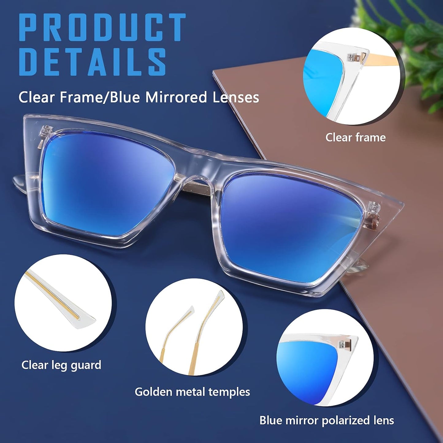商品图片 22 | B08R8QL6DQ | FEISEDY Vintage Polarized Square Cat Eye Sunglasses Women Trendy Fashion Cateye Polarized Sunglasses B2692