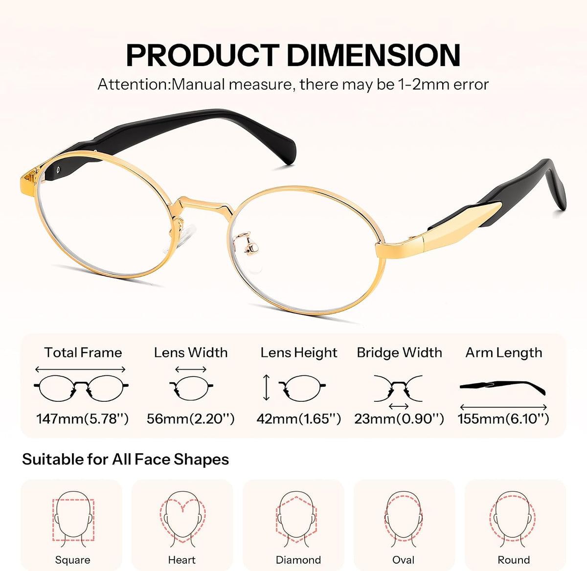 ÉÌƷͼƬ 6 | B0FN7QDKSP | FEISEDY Retro Oval Blue Light Glasses for Women Men, Vintage Trendy Classic Eyeglasses B0325