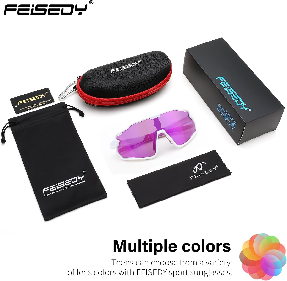 ÉÌƷͼƬ 43 | B0D6XZ67Q2 | FEISEDY Kids Teens Baseball Polarized Sunglasses Lightweight Frame UV400 Sports Cycling Shades for Boys Girls B0190