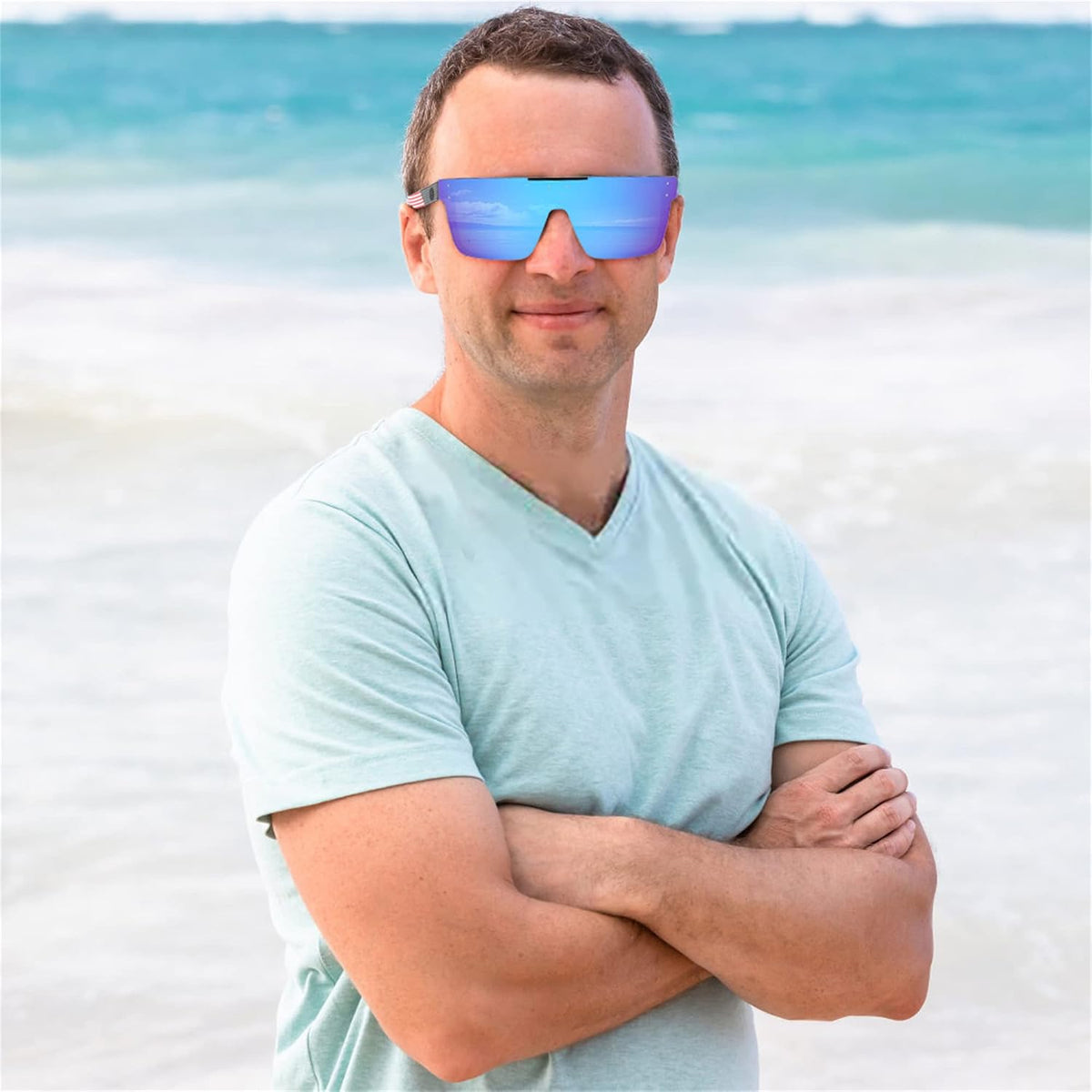 ÉÌƷͼƬ 45 | B0BZ4J86KV | FEISEDY Polarized Sunglasses for Men, Z87 Oversized Square Flat Top B2990