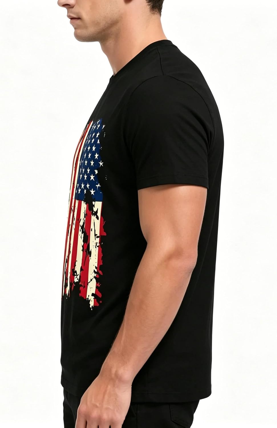 商品图片 3 | B0H4KL1VGB | Men's 4th of July Shirts, Vintage Distressed American Flag Patriotic T-Shirt, Short Sleeve Independence Day Graphic Tee Tops