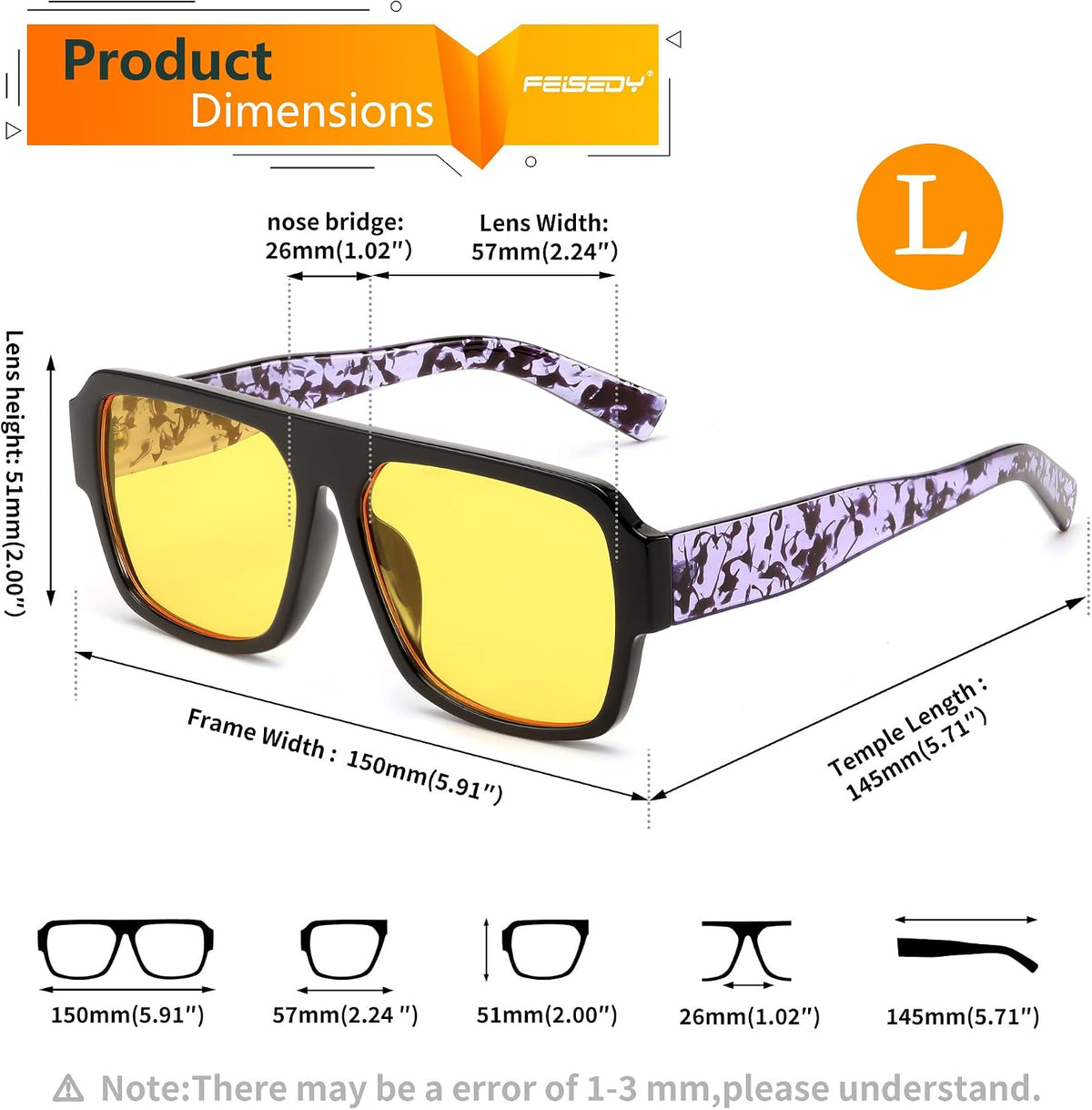ÉÌƷͼƬ 10 | B0D3M21LQ4 | FEISEDY Square Sunglasses for Women Men Rectangle Classic Sunglasses Designer Thick Frame Shades Sun Glasses UV400 B0166