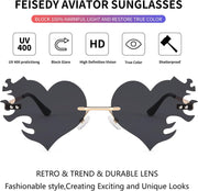 ÉÌƷͼƬ 5 | B0D9428ZX6 | FEISEDY Melting Flame Heart Sunglasses For Women Men Trendy Rimless Fire Shaped Party Glasses B2366