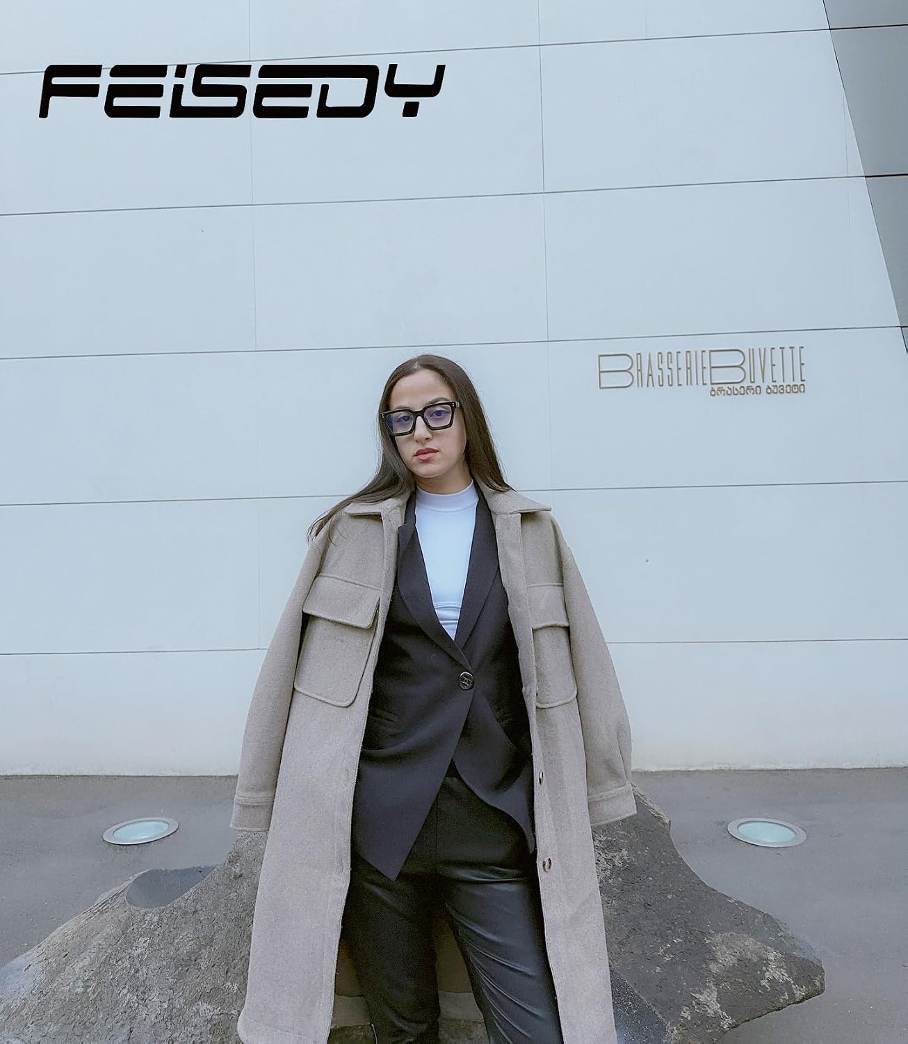 商品图片 9 | B0CWRK3FFF | FEISEDY Blue Light Blocking Glasses Women Men Chunky Square Computer Glasses B0101