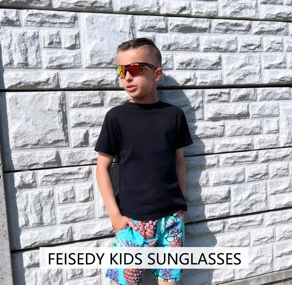 ÉÌƷͼƬ 116 | B07JZ18KMZ | FEISEDY Kids Polarized Sports Sunglasses, TR90 UV400 Baseball Cycling
