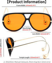ÉÌƷͼƬ 17 | B0F8N8W8JM | FEISEDY Oversized Aviator Sunglasses With Earring Design for Women Large Big Frame Luxury Designer Shades for Ladies B0296