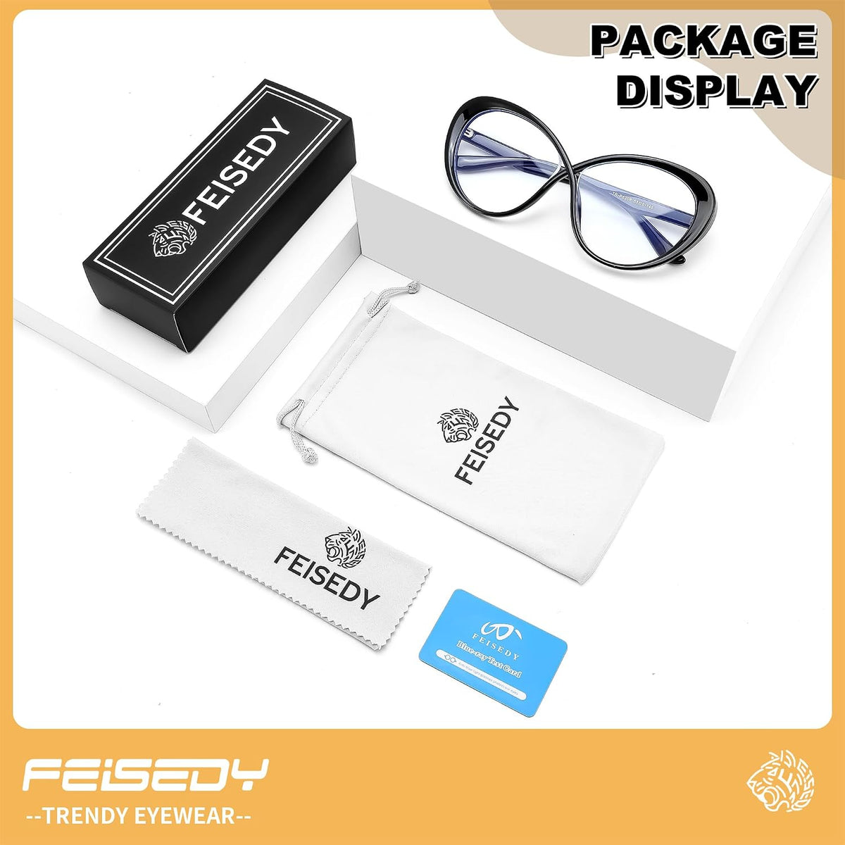 ÉÌƷͼƬ 21 | B0GXZ3356Q | FEISEDY Oversized Cat Eye Blue Light Blocking Glasses for Woman, Retro Cateye Eyeglasses, Stylish Bluelight Glasses B0454