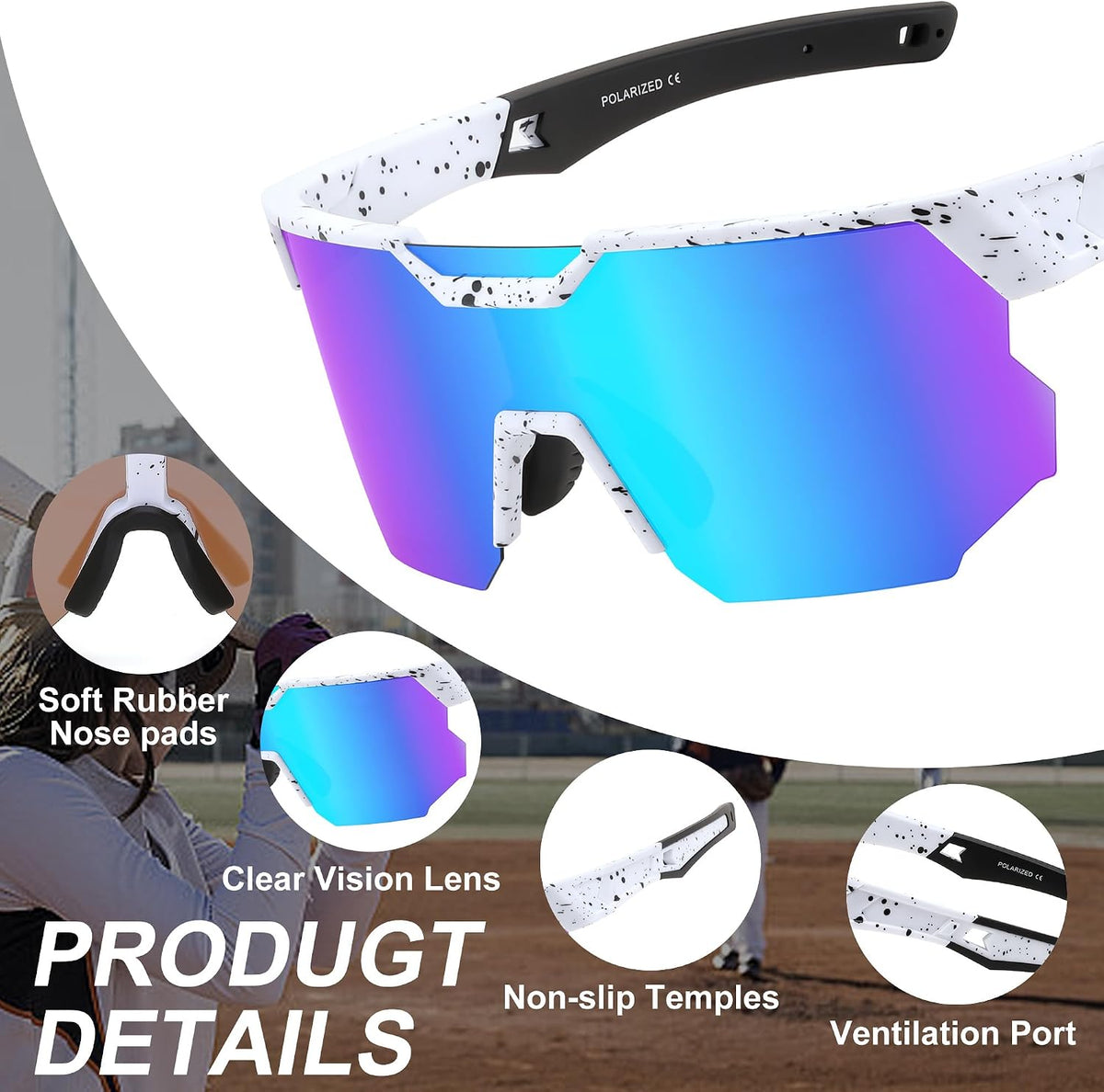 ÉÌƷͼƬ 32 | B0DPX8G9RG | FEISEDY Polarized Sports Sunglasses for Men and Women,UV400 Baseball Sunglasses Youth Cycling Softball Goggles B0206