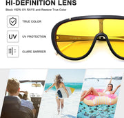 ÉÌƷͼƬ 44 | B085PPHWTZ | FEISEDY Retro Oversized Sunglasses Women Men One Piece Frame B2580