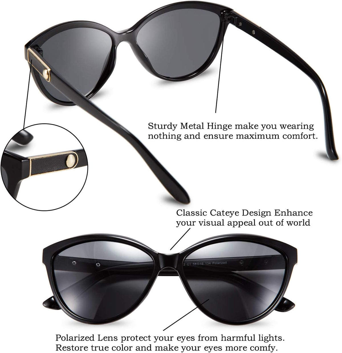 ÉÌƷͼƬ 17 | B07VB227XS | FEISEDY Classic Cateye Polarized Sunglasses for Women 100% UV Protection B2512