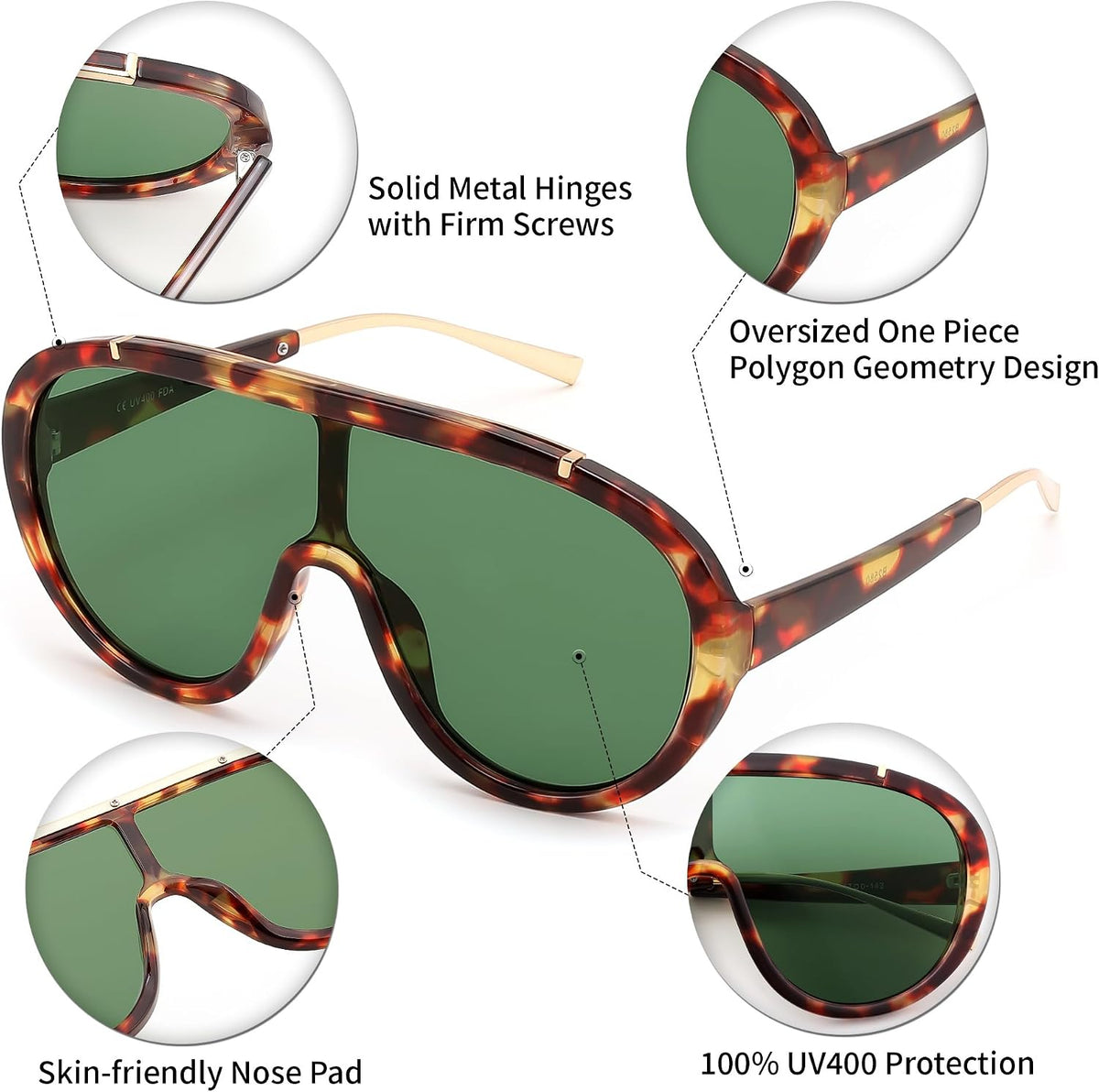 ÉÌƷͼƬ 35 | B085PPHWTZ | FEISEDY Retro Oversized Sunglasses Women Men One Piece Frame B2580