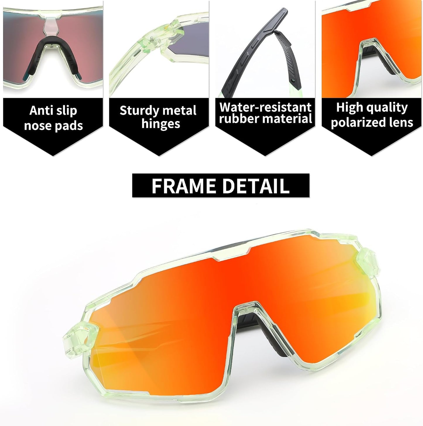 商品图片 29 | B0D6XZ67Q2 | FEISEDY Kids Teens Baseball Polarized Sunglasses Lightweight Frame UV400 Sports Cycling Shades for Boys Girls B0190