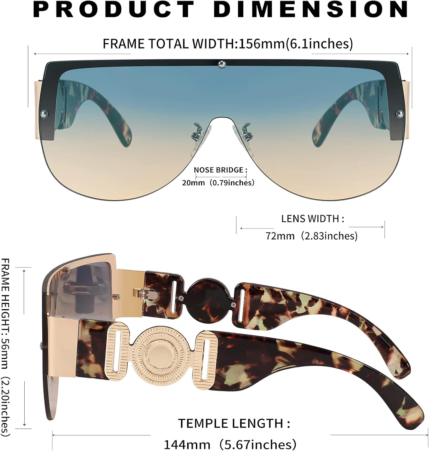 商品图片 22 | B095WNLFX1 | FEISEDY Fashion Oversized Sunglasses Women Trendy Designer One Piece Stylish UV400 Protection B2748