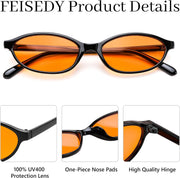ÉÌƷͼƬ 33 | B0DMN69R27 | FEISEDY Retro Oval Cat Eye Sunglasses for Women 90s Narrow Lightweight Shades Y2k Trendy Sunnies B0257