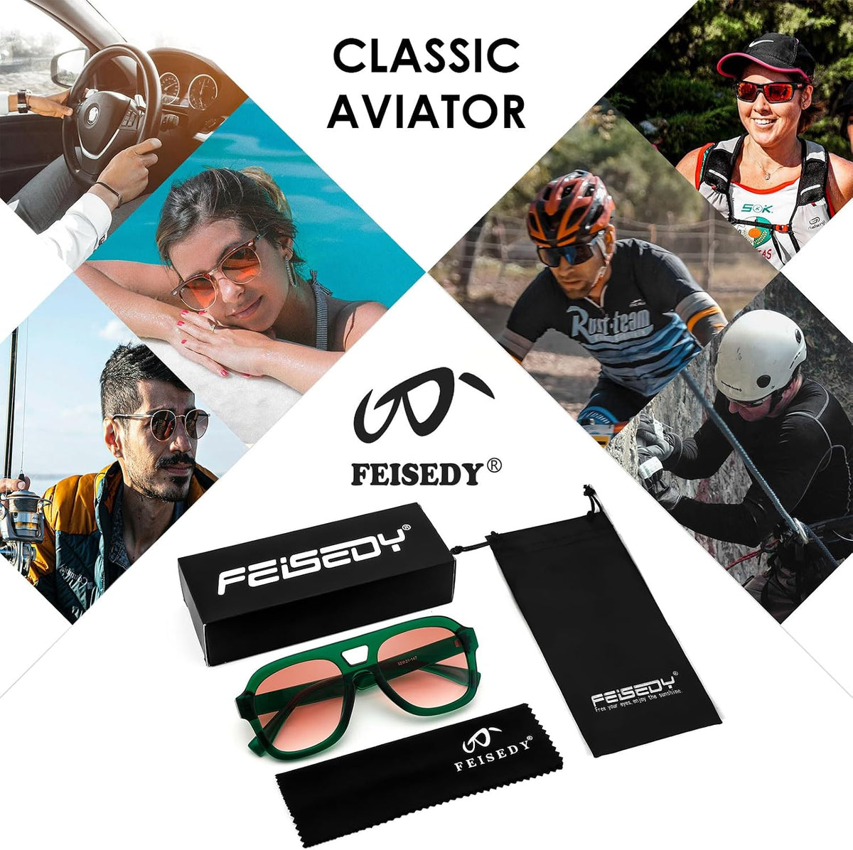 ÉÌƷͼƬ 58 | B09KV1MSHN | FEISEDY Aviator Sunglasses For Women Men Square Chunky Trendy Eyewear B2846