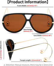 ÉÌƷͼƬ 32 | B0F8N8W8JM | FEISEDY Oversized Aviator Sunglasses With Earring Design for Women Large Big Frame Luxury Designer Shades for Ladies B0296