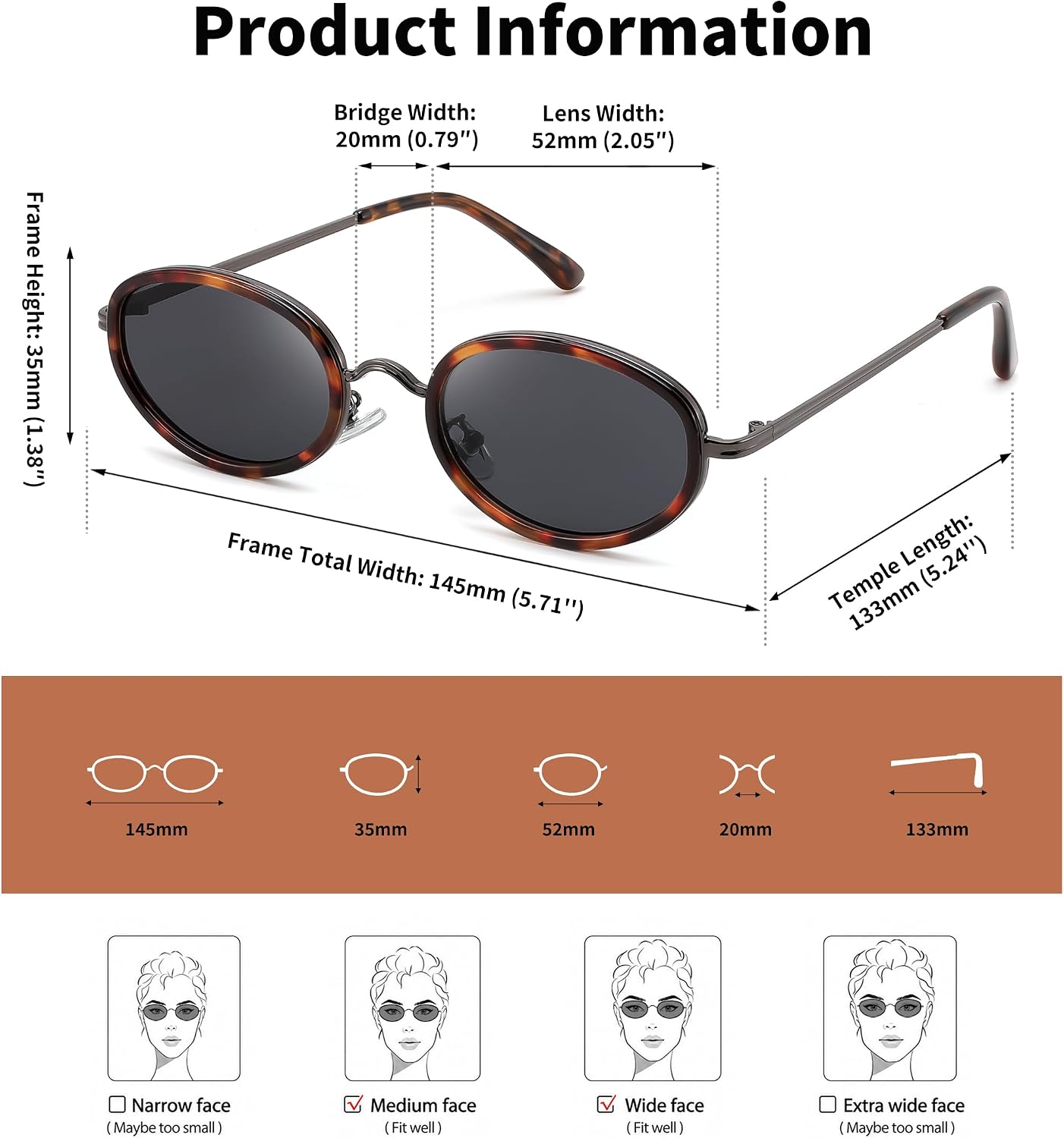商品图片 41 | B0H2XM1HNJ | FEISEDY 90s Retro Oval Cat Eye Sunglasses UV400 Small Face B0450