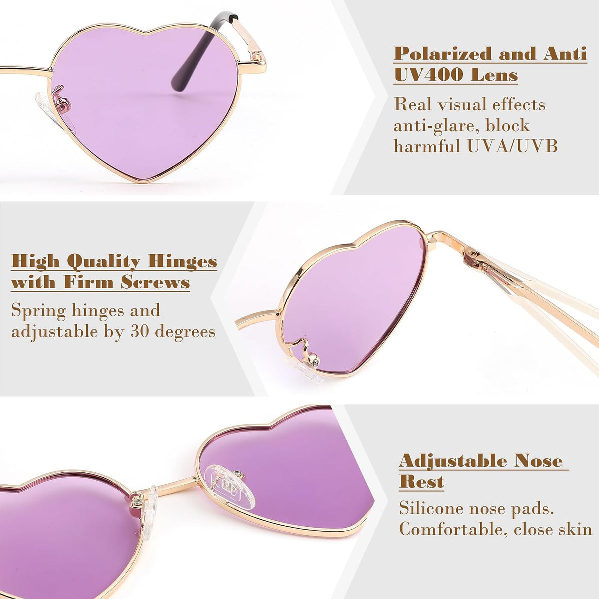ÉÌƷͼƬ 4 | B0CGZFPWJZ | FEISEDY Polarized Heart Sunglasses for Women Men, UV400 Protection B2851