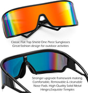 ÉÌƷͼƬ 32 | B0D3PKKSD9 | FEISEDY Trendy Futuristic Wrap Sunglasses Flat Top Mirrored One Piece Lens Reflective Sun Glasses for Women Men B0161