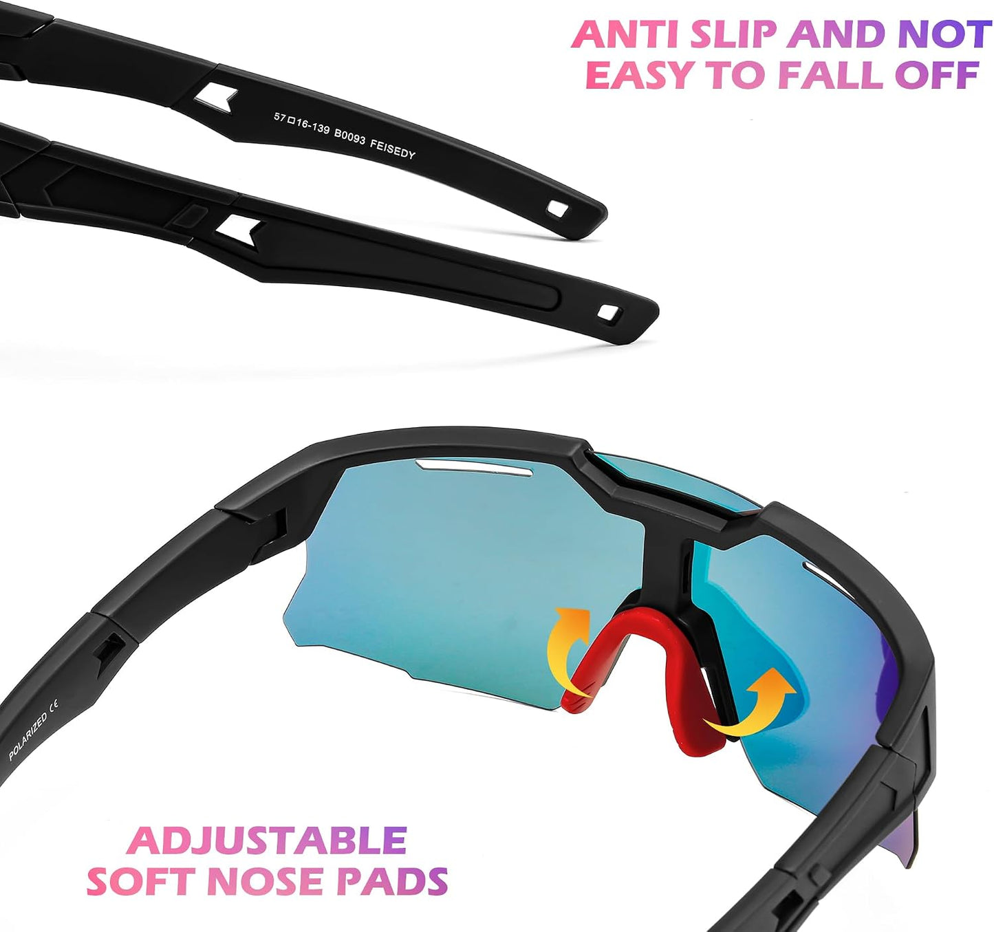 商品图片 19 | B0D78P6WRV | FEISEDY Kids Teens Baseball Polarized Sunglasses Sports Cycling Glasses for Youth Boys Girls Age 8-16 B0157