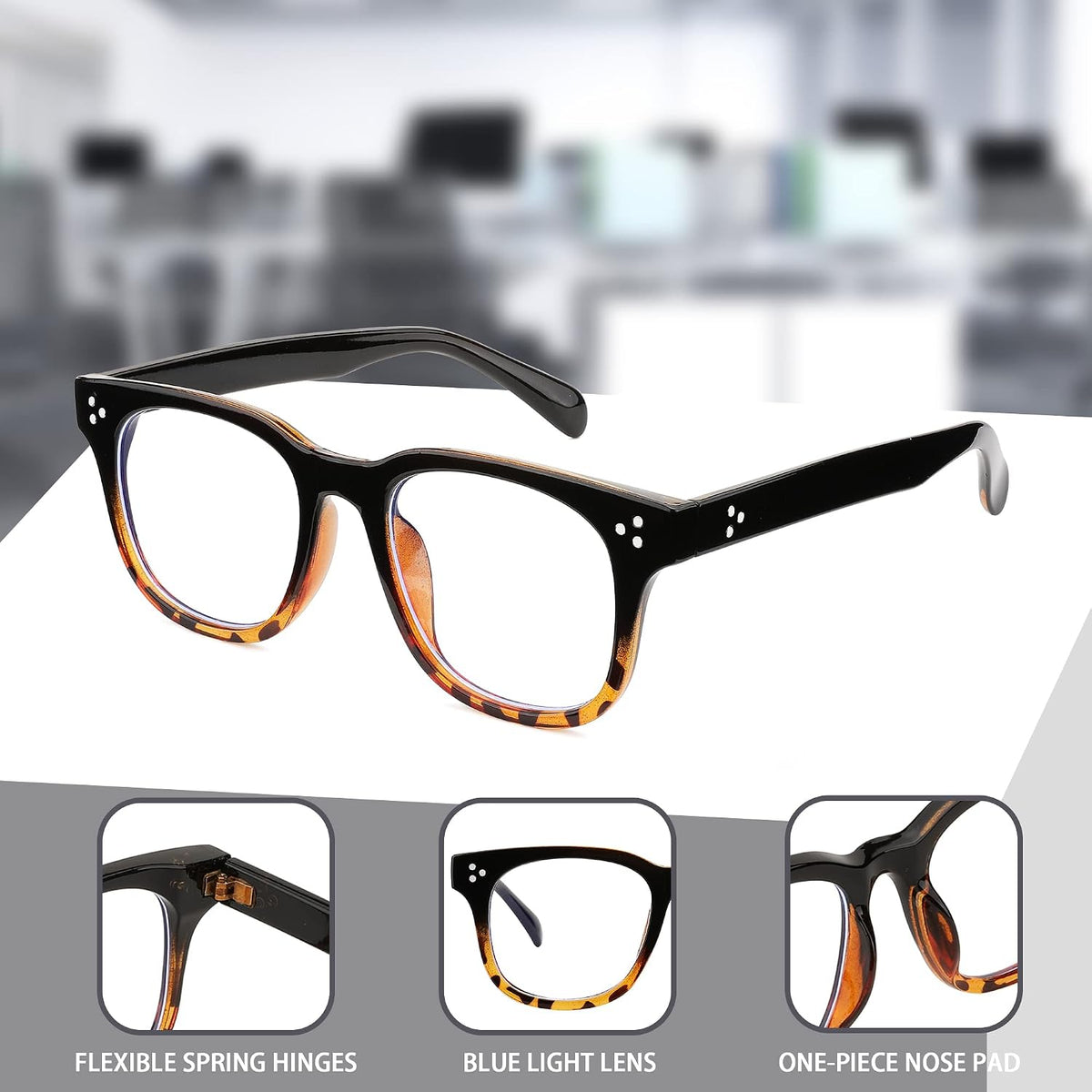 ÉÌƷͼƬ 11 | B0BPXLCQHW | FEISEDY Square Blue Light Blocking Glasses Women Men Computer glasses Fashion Plastic Frame Eyewear B2361