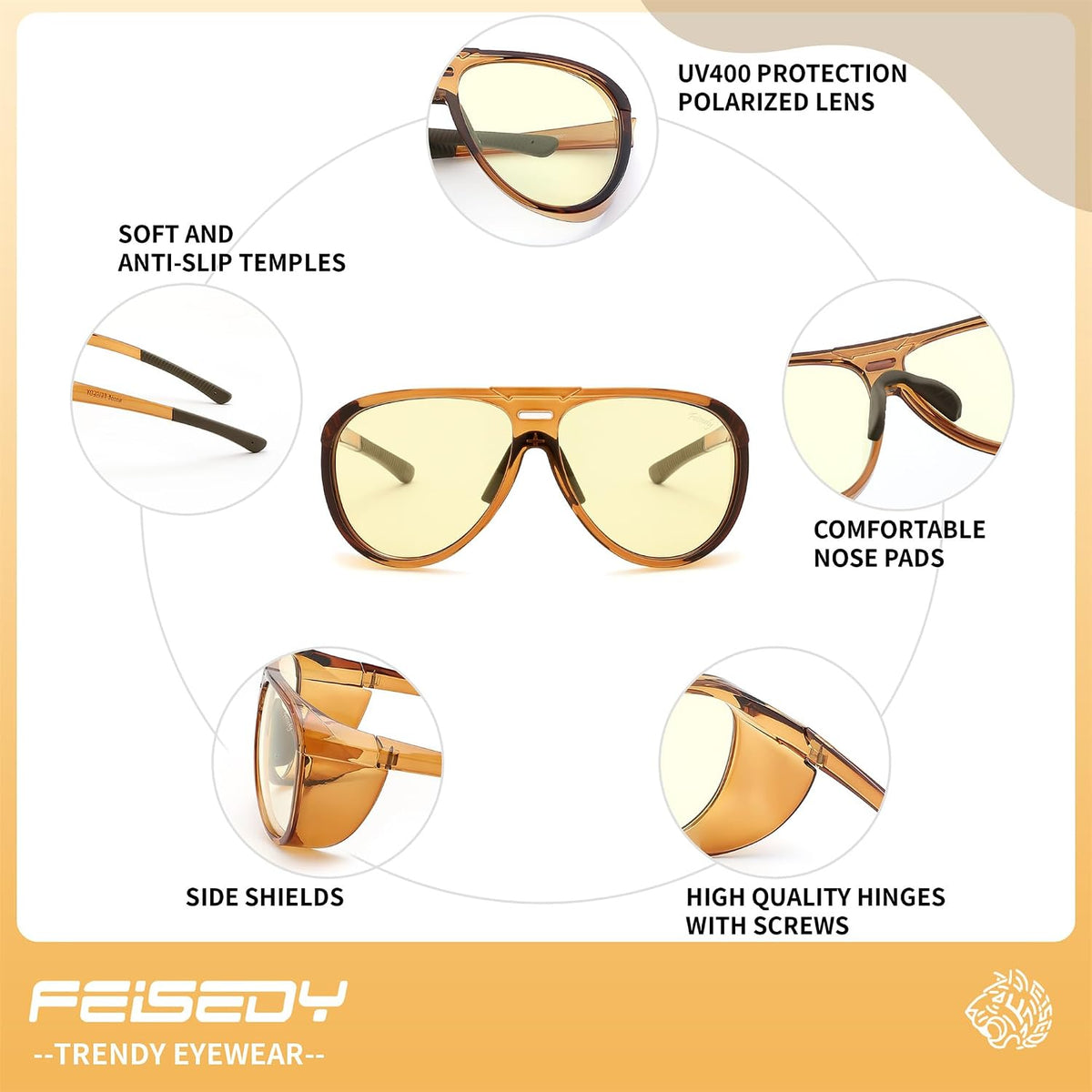 ÉÌƷͼƬ 4 | B0FCFQMV1Z | FEISEDY Yellow Lens Gaming Glasses Blue Light Glasses for Woman Men Computer Gamer Eyeglasses Anti Eyestrain Glare G0095