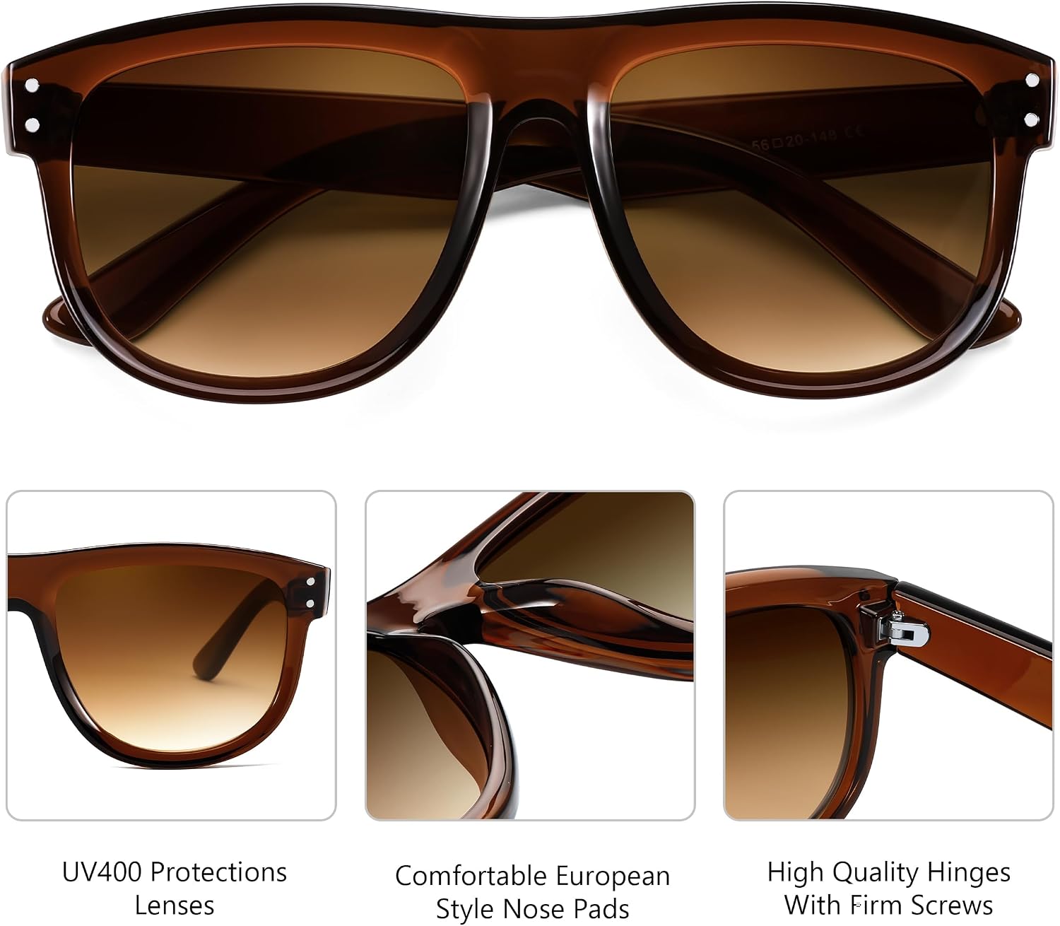 商品图片 4 | B0D8JDCTKS | FEISEDY Square Sunglasses for Women Men Unisex Curved Style Shades Designer Sun Glasses B0214