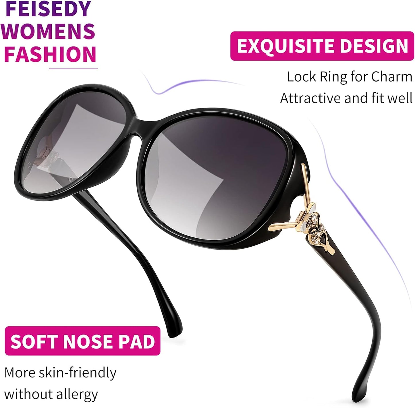 商品图片 7 | B08S7G8RRP | FEISEDY Oversized Polarized Sunglasses Women Men Large Shades B2730