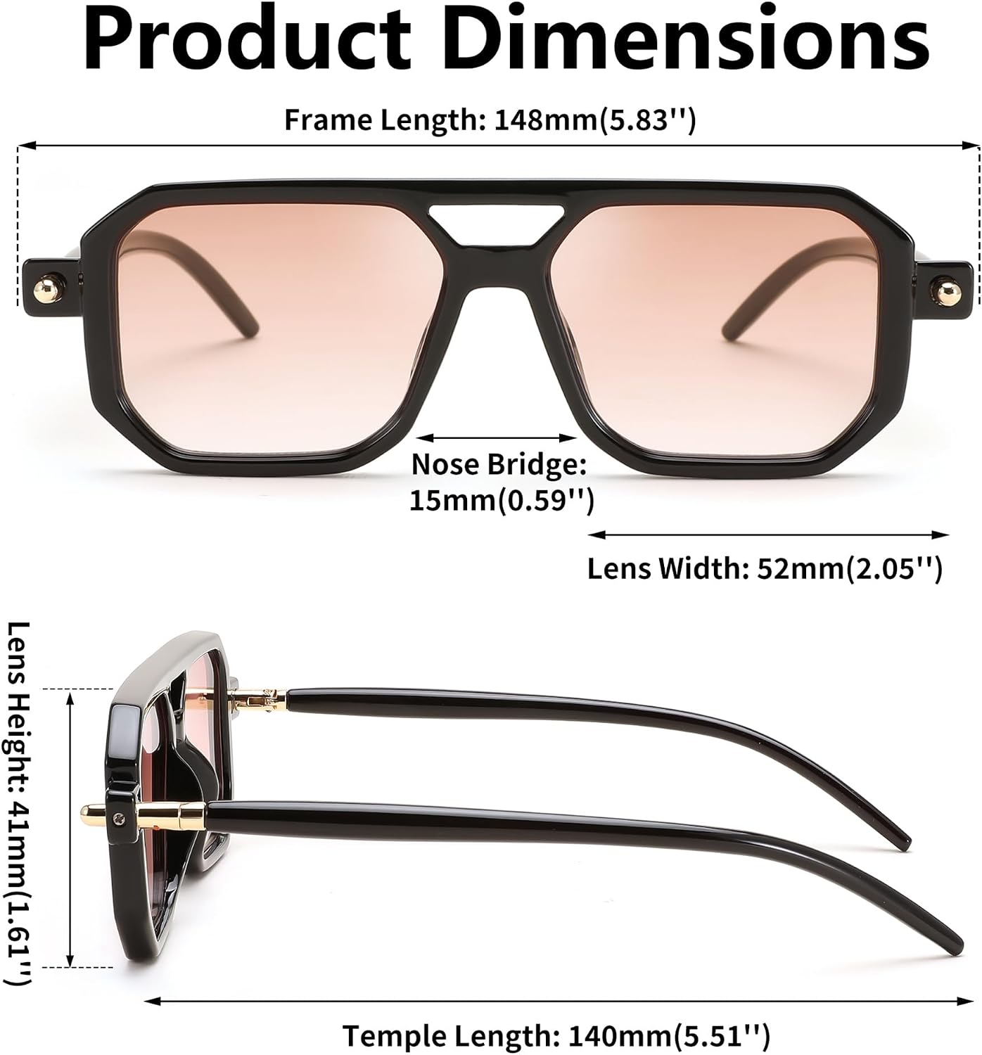 商品图片 36 | B09YTJ4FQZ | FEISEDY Vintage Square 70s Flat Aviator Sunglasses Women Men Classic Retro Stylish Frame UV400 Sunglasses B2622