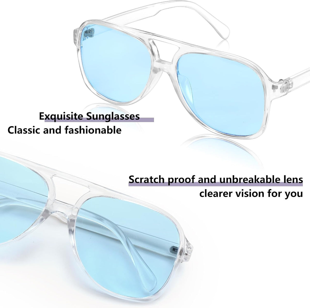 ÉÌƷͼƬ 61 | B0CB543WBD | FEISEDY Vintage Retro 70s Plastic Aviator Sunglasses Women Men Classic Large Squared Frame B2751