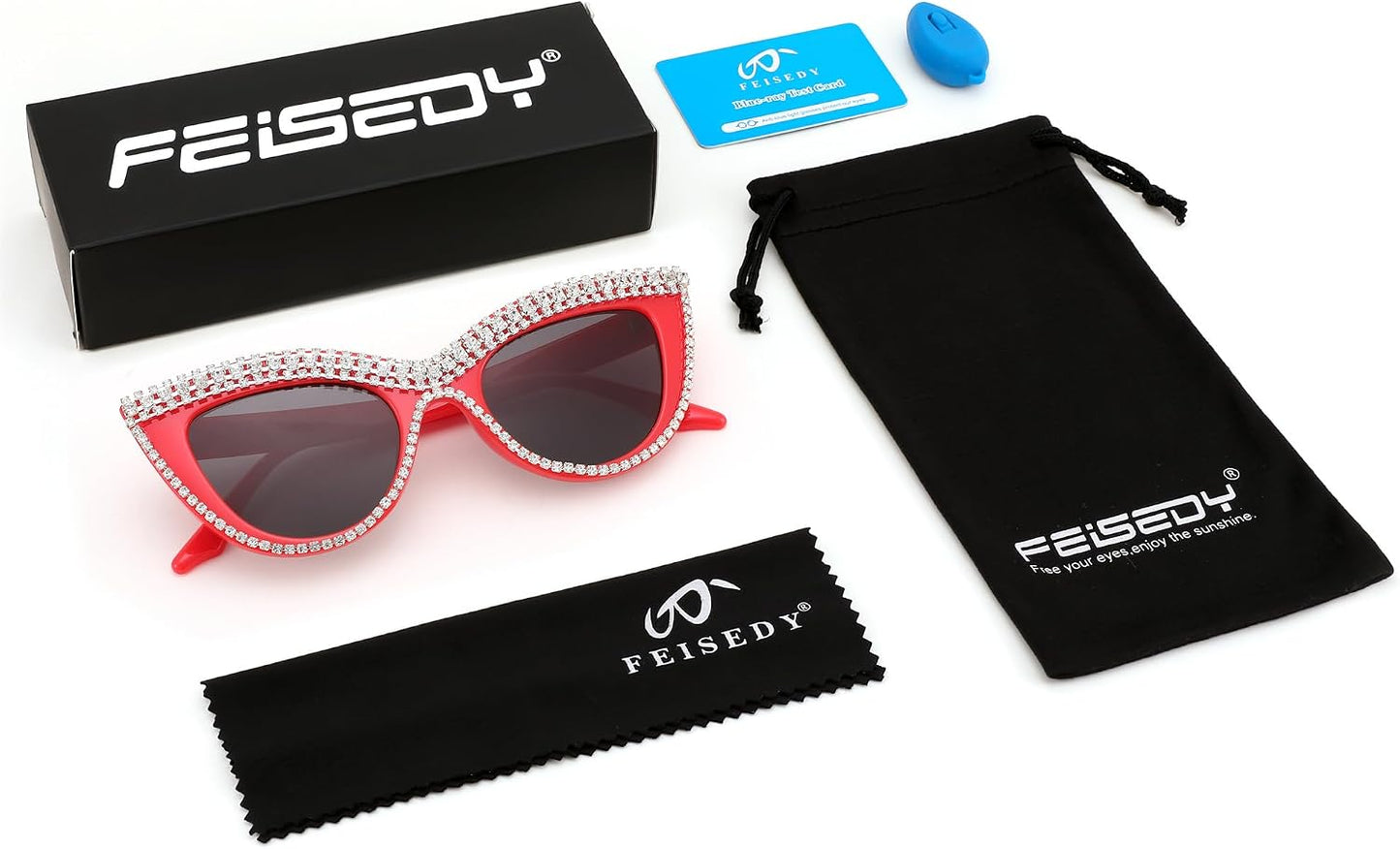 商品图片 24 | B0BZ7YMM4F | FEISEDY Oversized Women Cat Eye Rhinestone Sunglasses Costume Party B2360