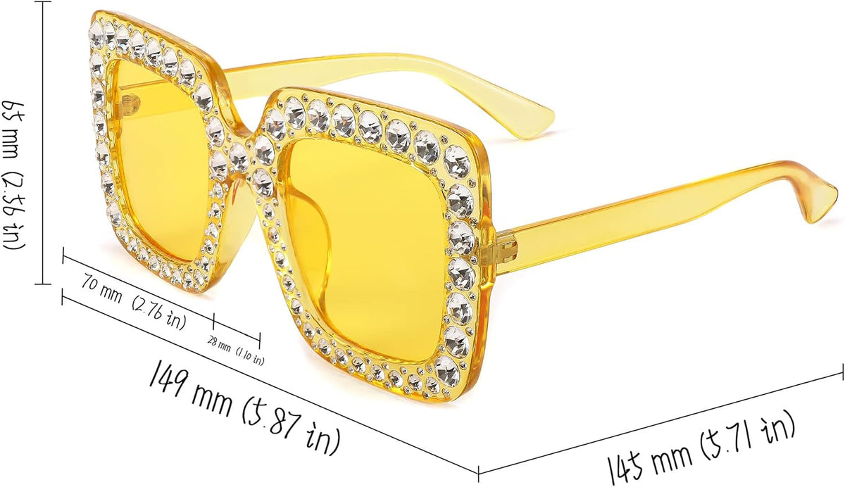 ÉÌƷͼƬ 12 | B077GMJCV8 | FEISEDY Women Sparkling Crystal Sunglasses Oversized Square Thick Frame B2283