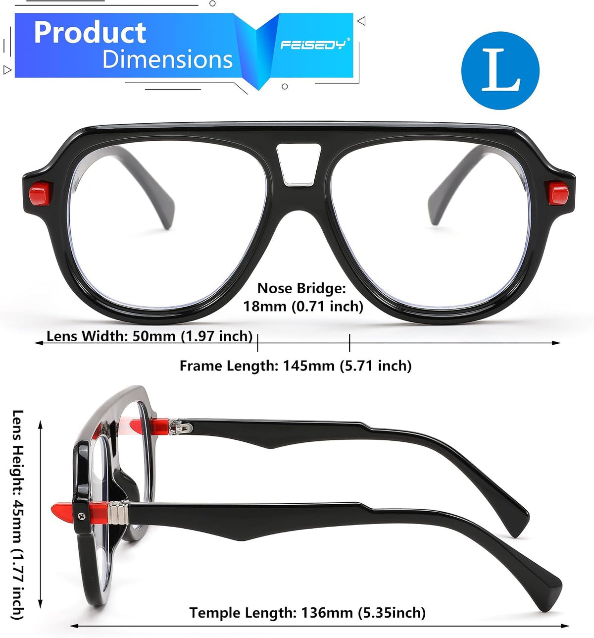 ÉÌƷͼƬ 23 | B0CFFB9X5W | FEISEDY Aviator Frame Glasses for Women Men Blue Light Blocking Glasses Anti Glare Computer Eyeglasses B0039
