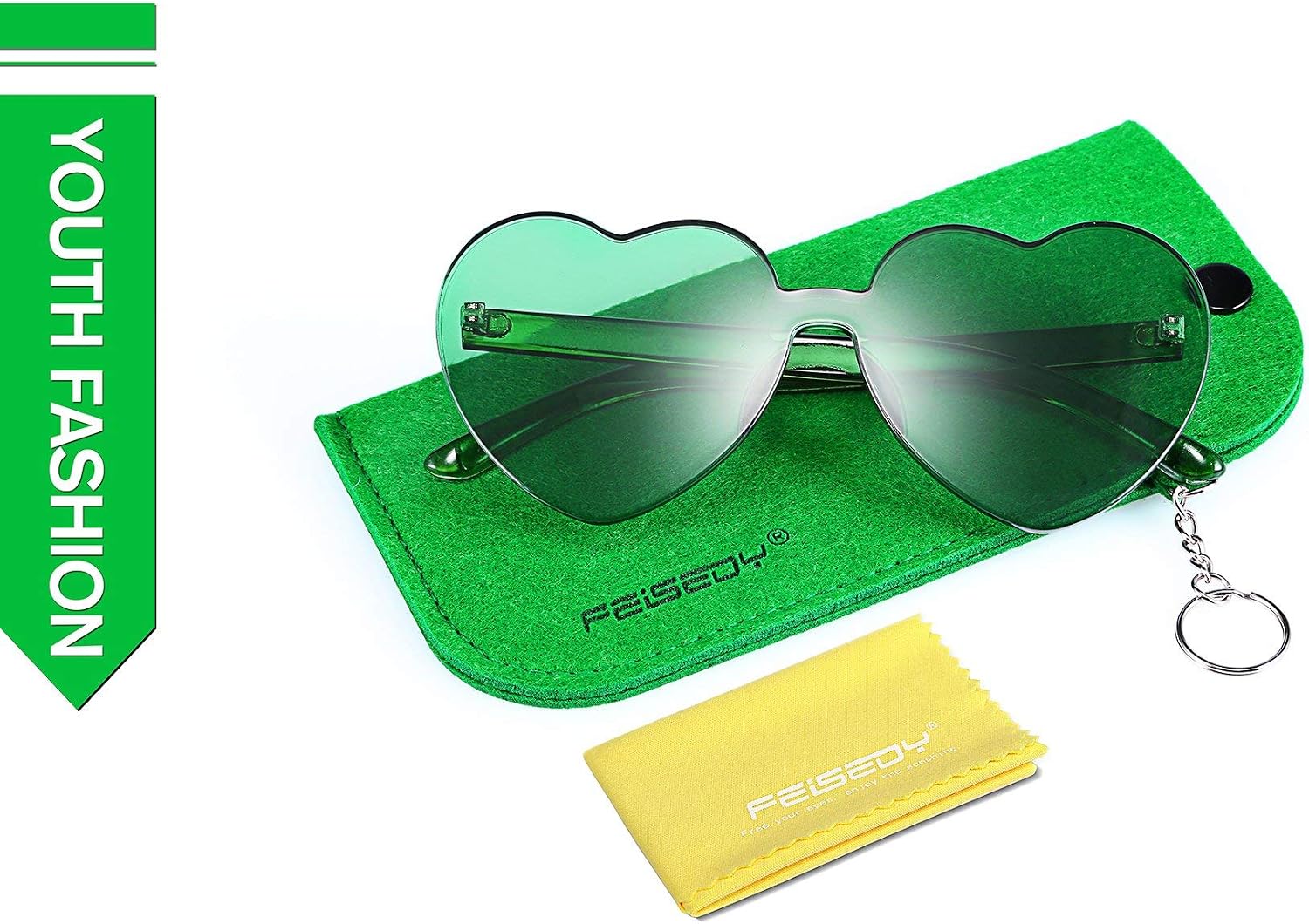 商品图片 6 | B07BLKHDRH | FEISEDY Thick Heart Sunglasses Rimless Heart Shaped Sun Glasses Women Fashion Love Glasses B2419