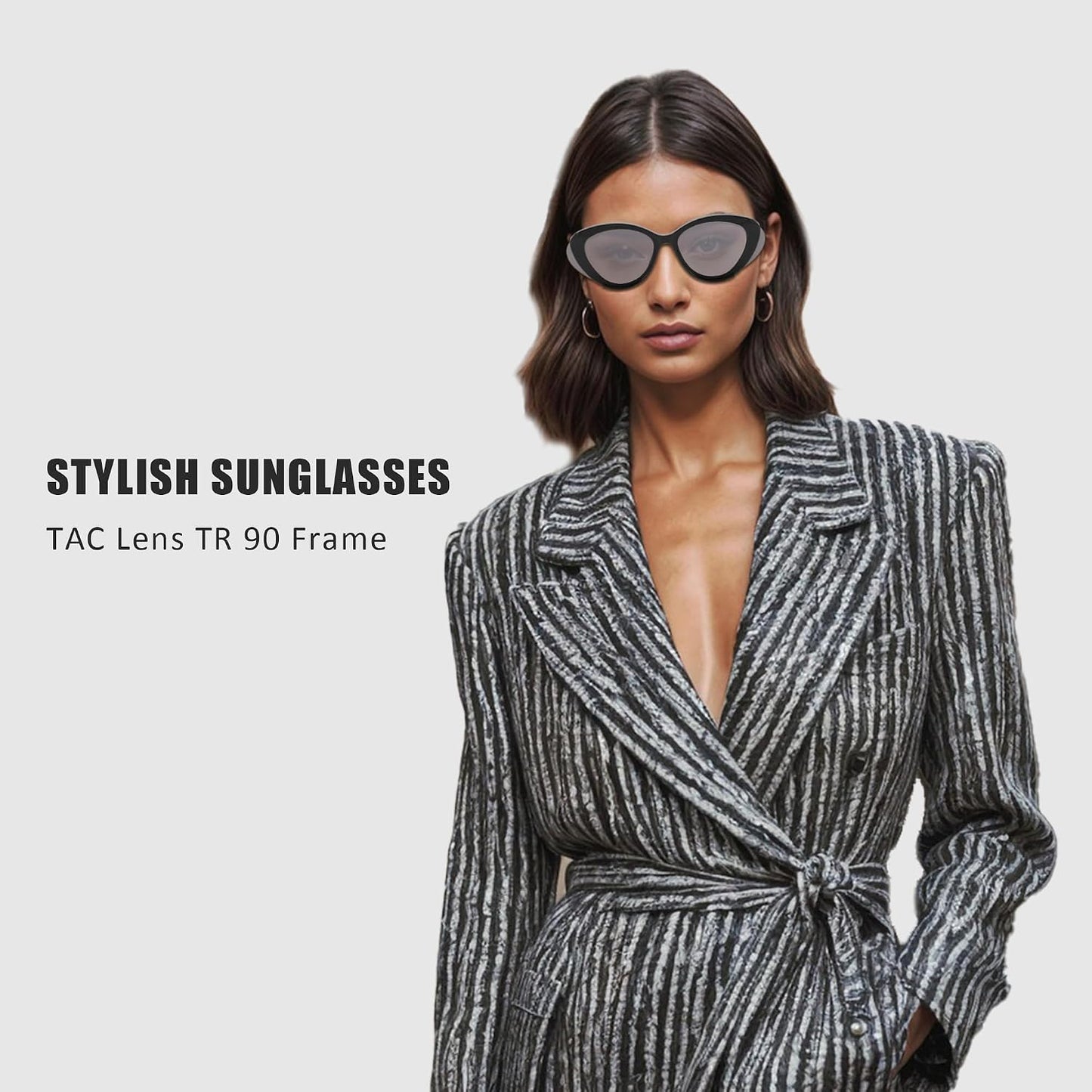 商品图片 3 | B0D6YJVTMS | FEISEDY Retro Polarized Cat Eye Sunglasses Women Trendy Mirrored Classic Designer Sunglasses UV Protection B0197