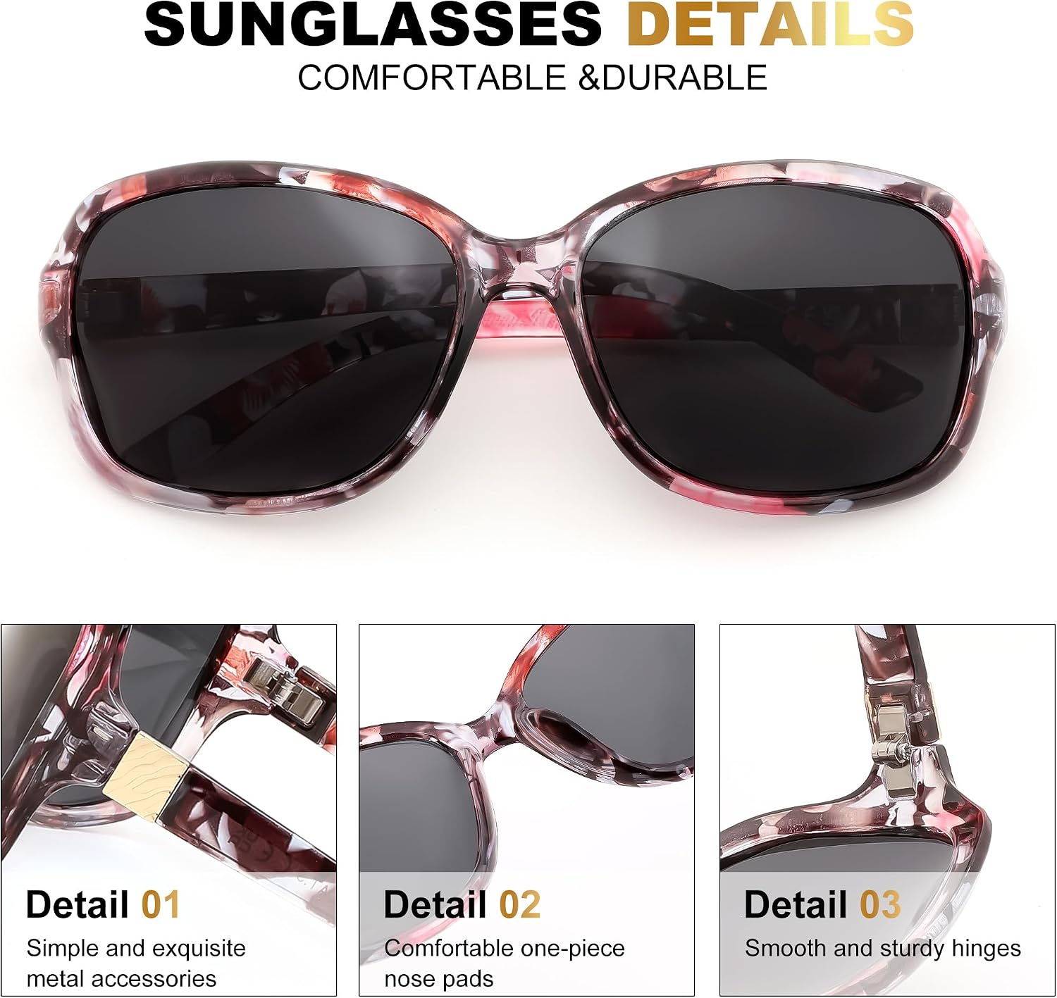 商品图片 10 | B0FZKDK786 | FEISEDY Polarized Sunglasses for Women Classic Vintage UV400 Shade | Trendy Square Wraparound Ladies Sun Glasses B0309